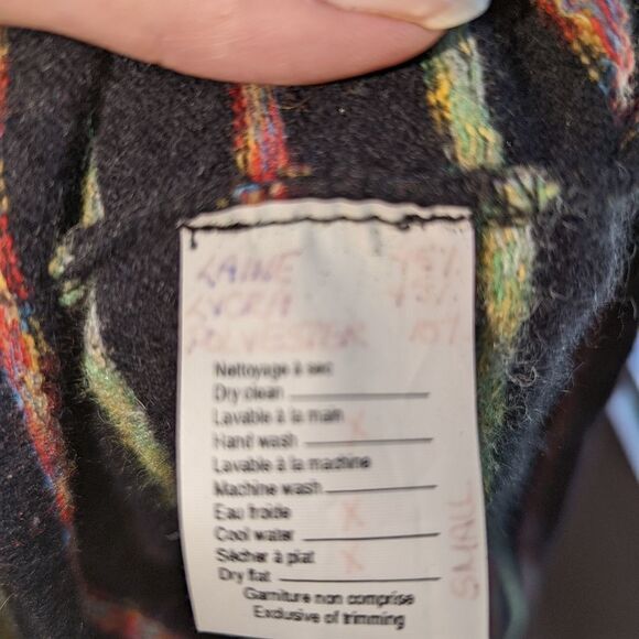 MYCO ANNA Canadian Black Stripes Artsy Wool Top Size Small - Picture 11 of 12